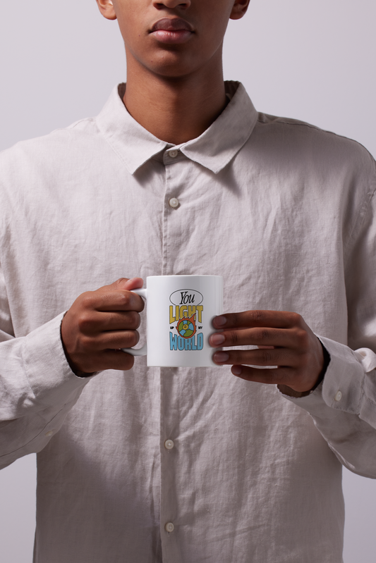 Taza con diseño "You light up my world"